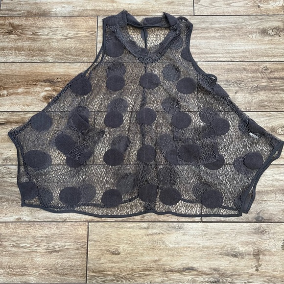 heydari Tops - Heydari Sheer Netting Swing Polka dots Blouse Top Size 1 Rare